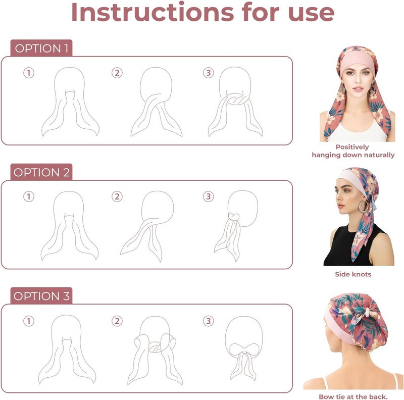 FADACHY Chemo Headwear for Women,Chemo Caps Lightweight for Summer with Head Scarf,Silky Soft Hair Turbans Fashion - Image 5